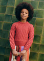 Abel & Lula Girls Glitter Open Knit Crewneck Sweater   5832-75   Paprika