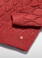 Abel & Lula Girls Glitter Open Knit Crewneck Sweater   5832-75   Paprika