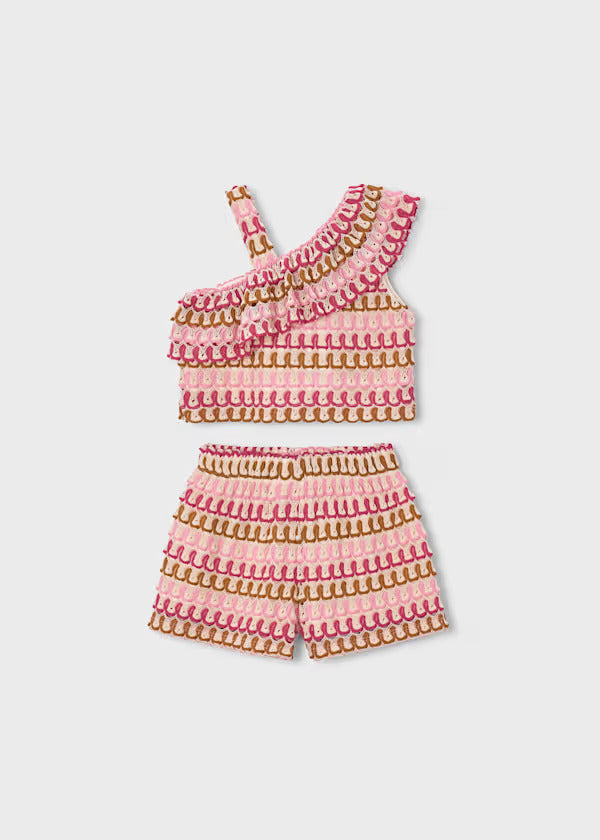 Mayoral Girls Retro Short Set   3225-61   Candy