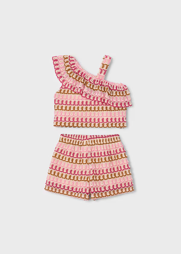 Mayoral Girls Retro Short Set   3225-61   Candy