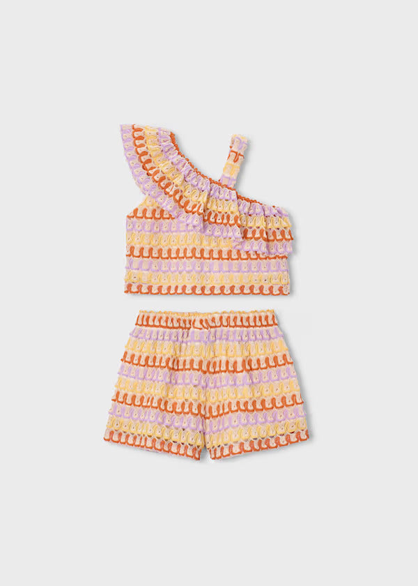 Mayoral Girls Knit Short Set   3225-60   Lilac