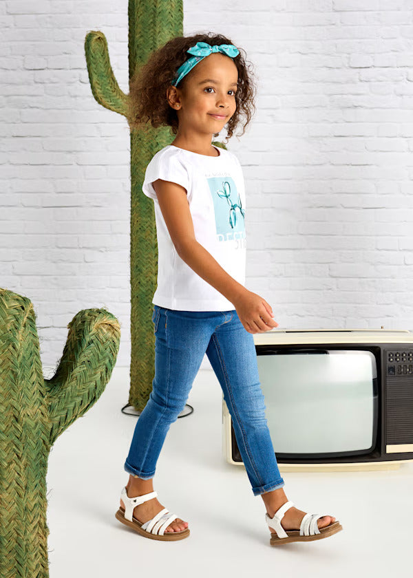 Mayoral Girls Pull On Denim Pants   548-40   Medio