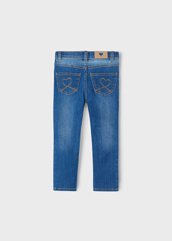 Mayoral Girls Pull On Denim Pants   548-40   Medio