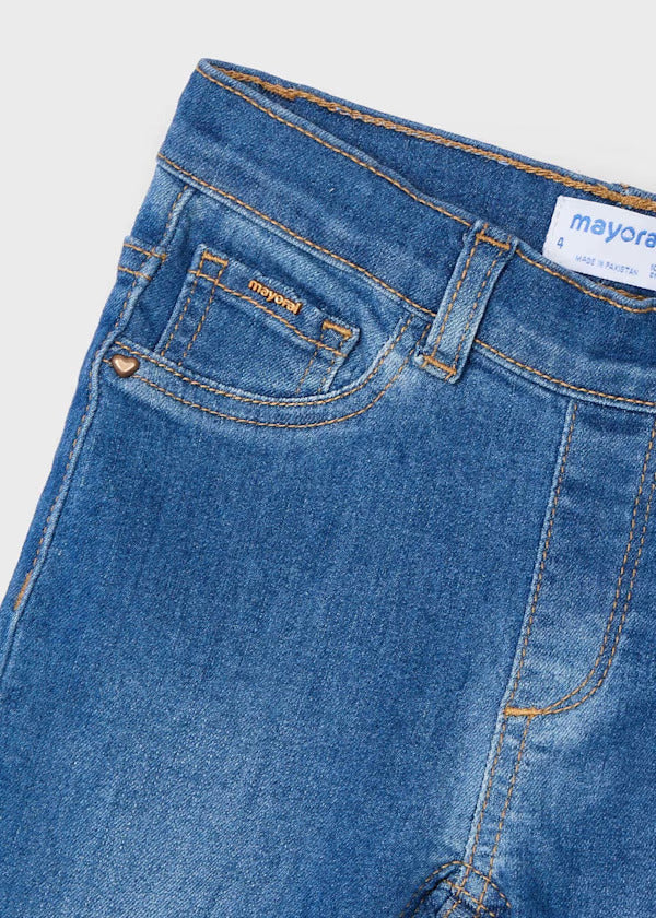 Mayoral Girls Pull On Denim Pants   548-40   Medio