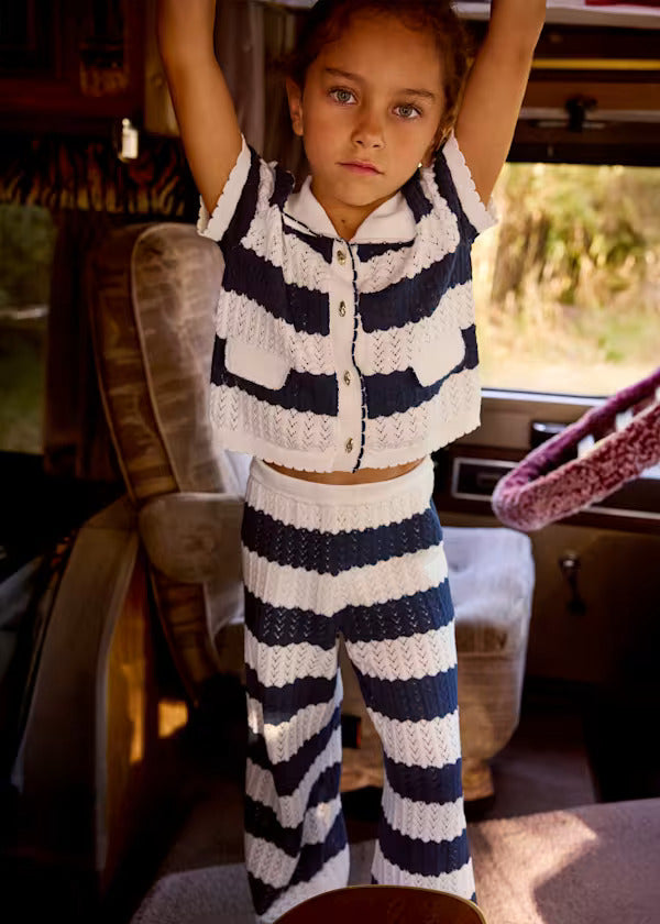 Mayoral Girls Two Piece Knit Trouser Set   3595-66   Porcelana