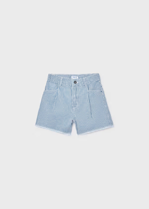 Mayoral Girls Striped Denim Shorts    6205-54   Indigo