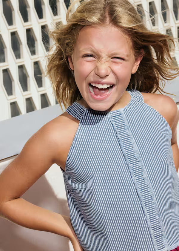 Mayoral Girls Denim Top   6025-54   Indigo