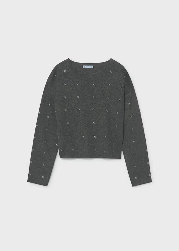 Mayoral Girls Studded Sweater    5336-16   Plomo Vig