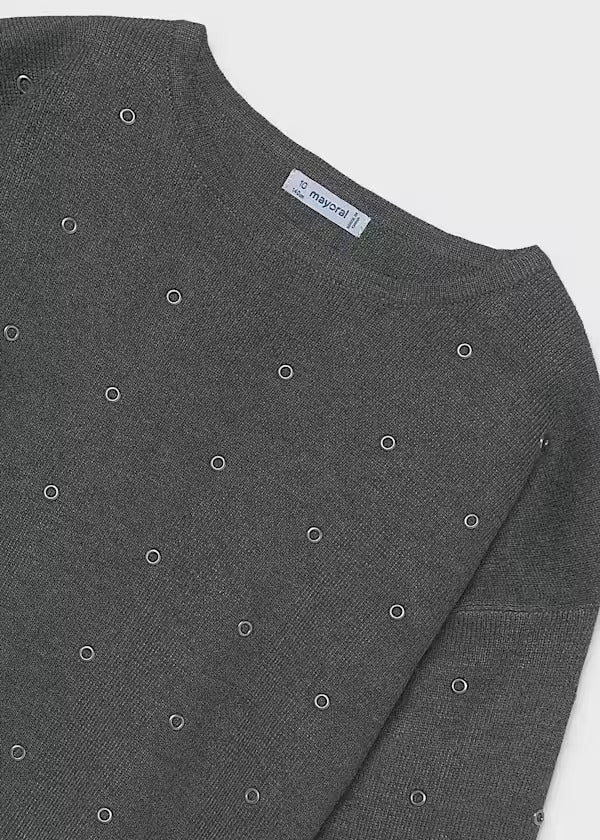 Mayoral Girls Studded Sweater    5336-16   Plomo Vig