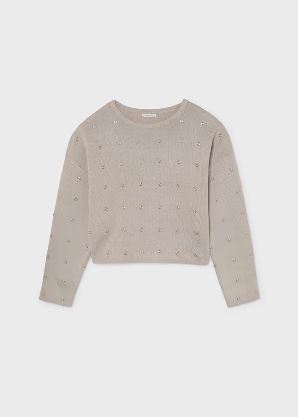 Mayoral Girls Studded Sweater   7336-17   Marzapan V