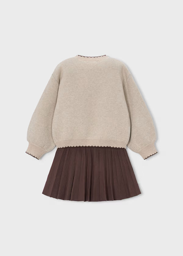Mayoral Girls Knit Skirt Set   4933-56   Cafe
