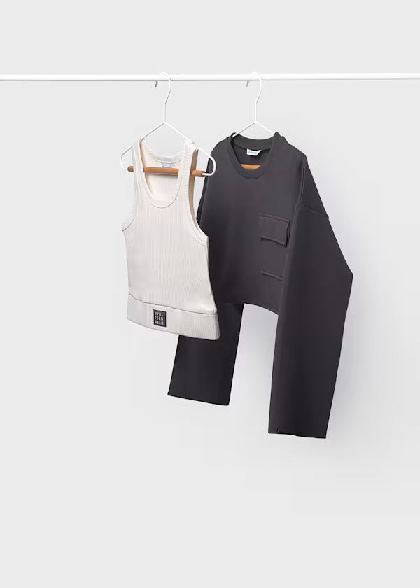 Mayoral Girls Sweatshirt & Tank Top   6402-91   Antracita