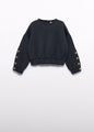 Abel & Lula Girls Fleece Pullover With Rhinestone   5825-8   Black