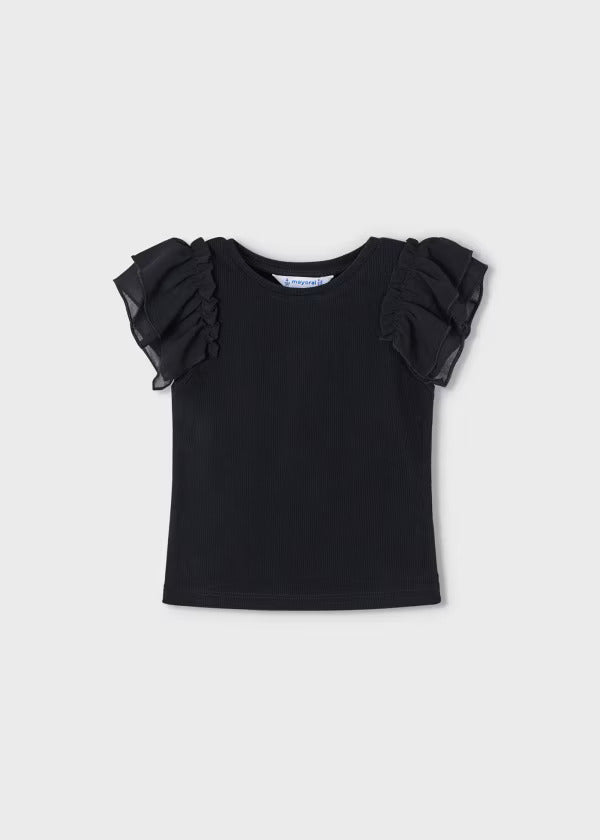 Mayoral Girls Short Sleeve Tee   3013-23  Black