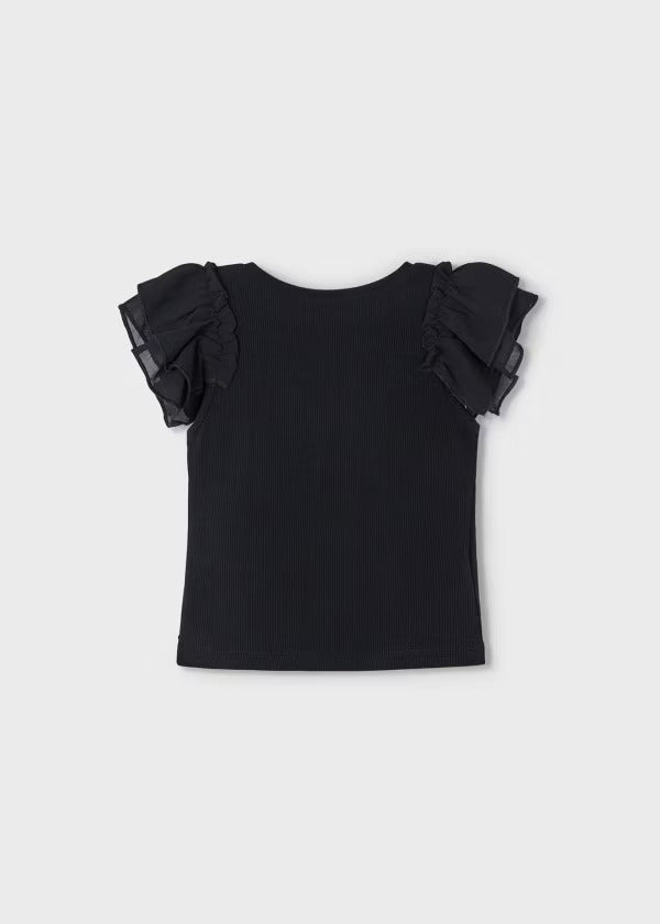 Mayoral Girls Short Sleeve Tee   3013-23  Black