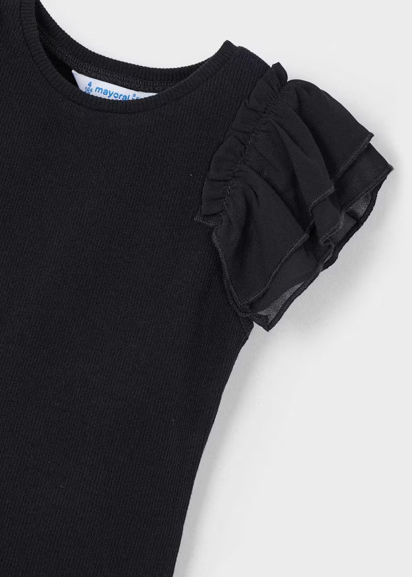Mayoral Girls Short Sleeve Tee   3013-23  Black