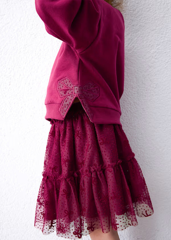 Mayoral Girls Fancy Tulle Skirt Set   4934-60   Framboise