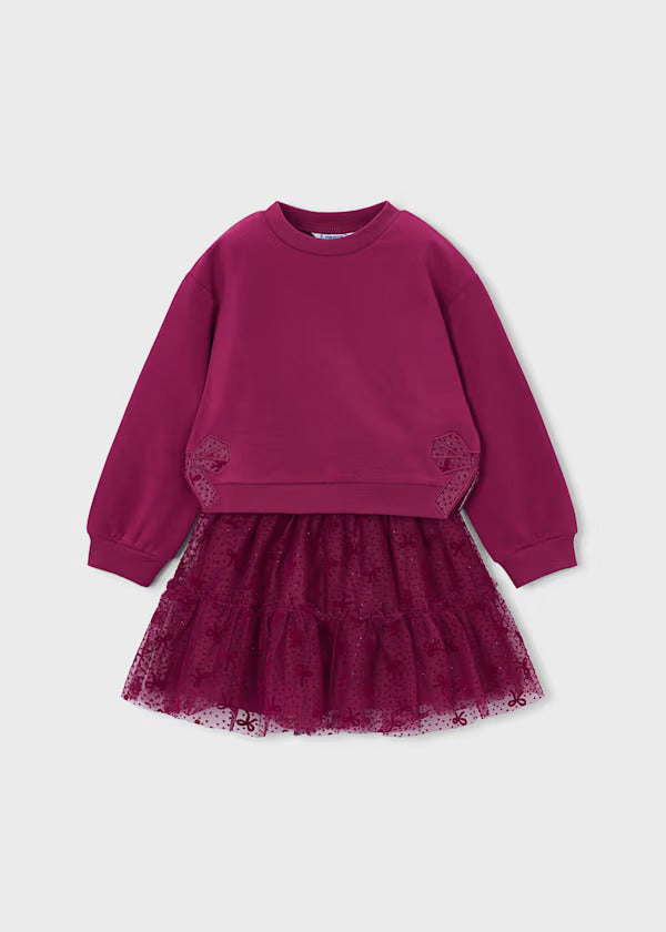 Mayoral Girls Fancy Tulle Skirt Set   4934-60   Framboise