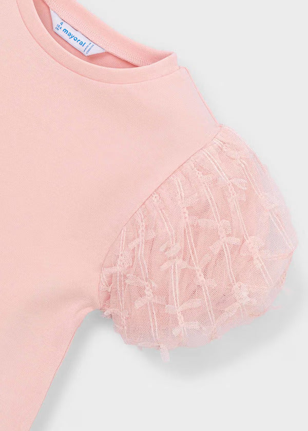 Mayoral Girls Short Sleeve Fancy Tee   3001-47   Blossom