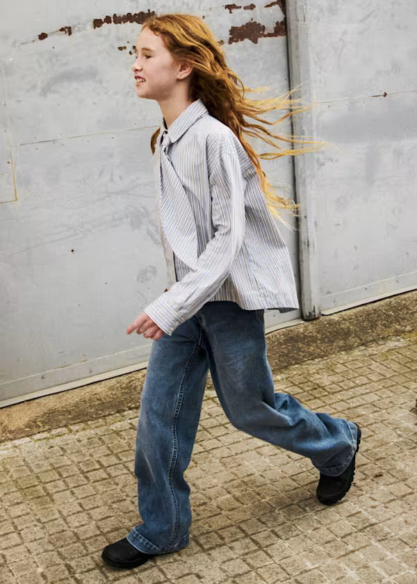 Mayoral Girls Wide Leg Denim Pants   7503-88   Medio