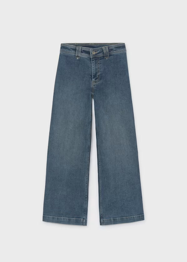 Mayoral Girls Wide Leg Denim Pants   7503-88   Medio