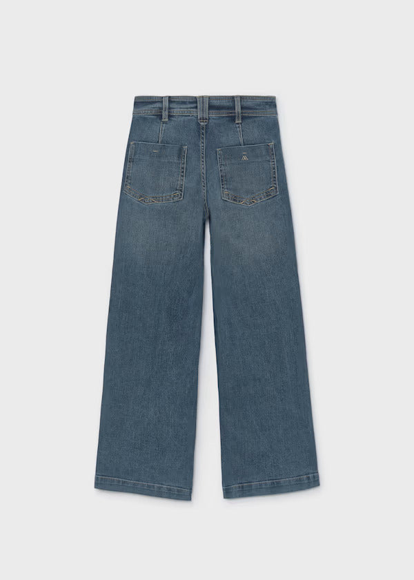 Mayoral Girls Wide Leg Denim Pants   7503-88   Medio