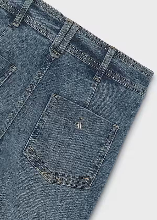 Mayoral Girls Wide Leg Denim Pants   7503-88   Medio