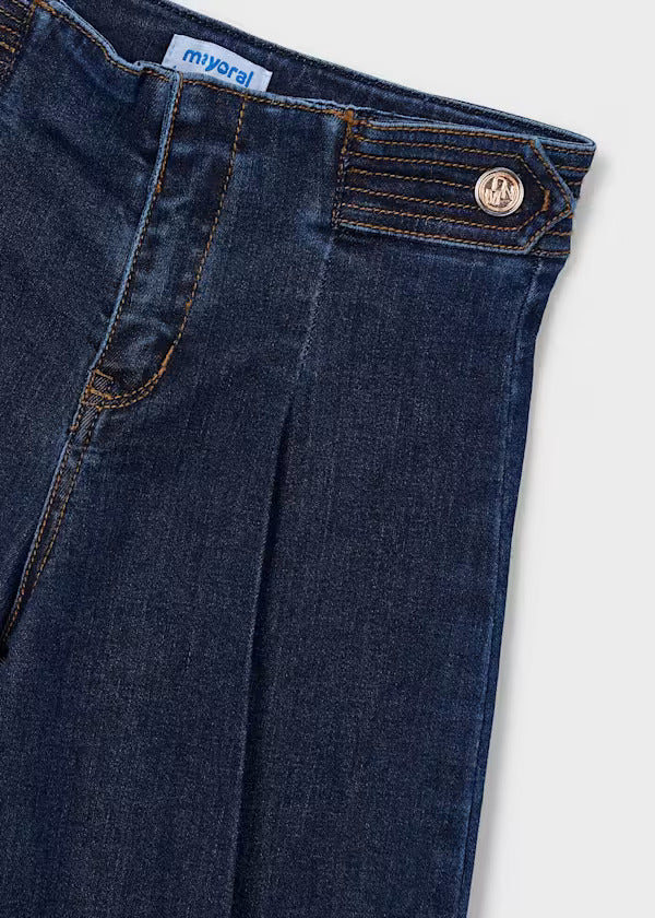 Mayoral Girls Wide Leg Denim Pants   4523-61   Superoscuro