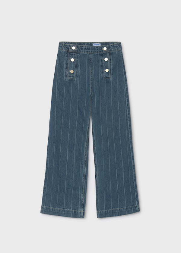 Mayoral Girls Wide Leg Denim Pant   7525-88   Medio