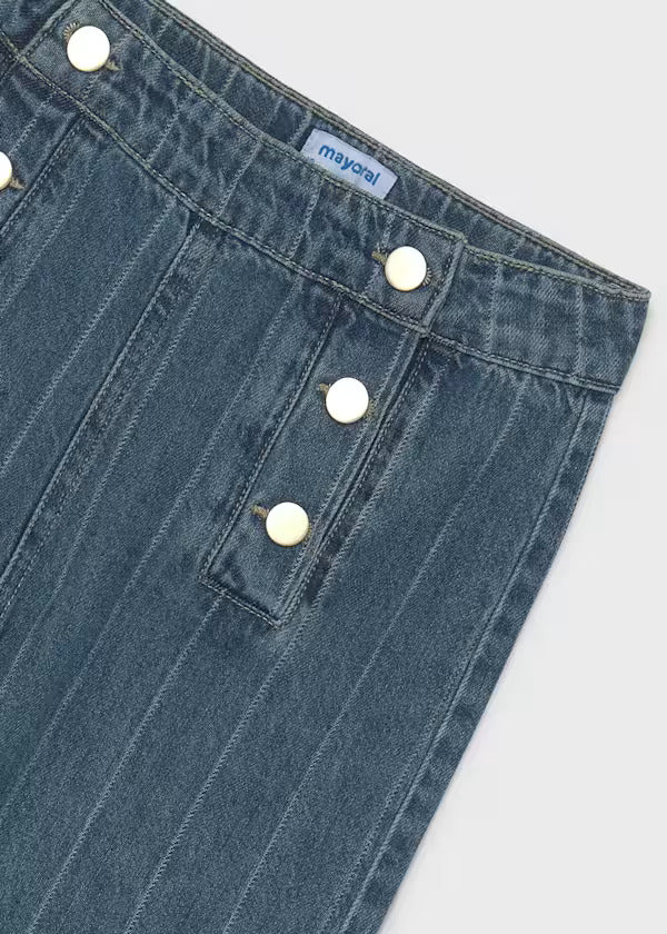 Mayoral Girls Wide Leg Denim Pant   7525-88   Medio
