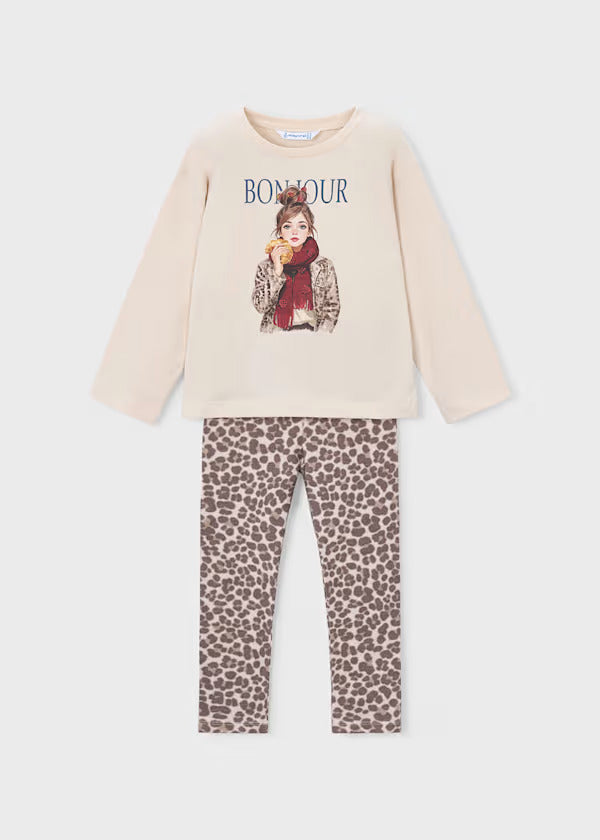Mayoral Girls Legging Set    4734-75    Castana