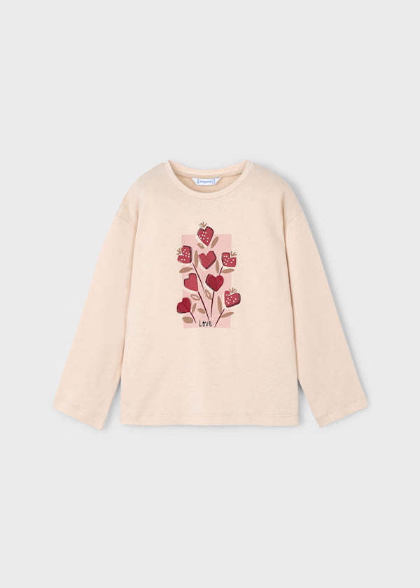 Mayoral Girls Long Sleeve Tee  4005-54   Almendra**