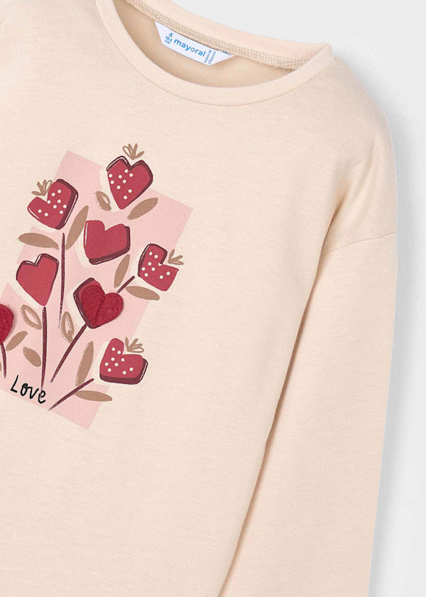 Mayoral Girls Long Sleeve Tee  4005-54   Almendra**
