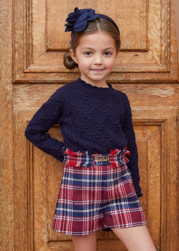 Abel & Lula Girls Plaid Dress Shorts  5712-3  Marino **