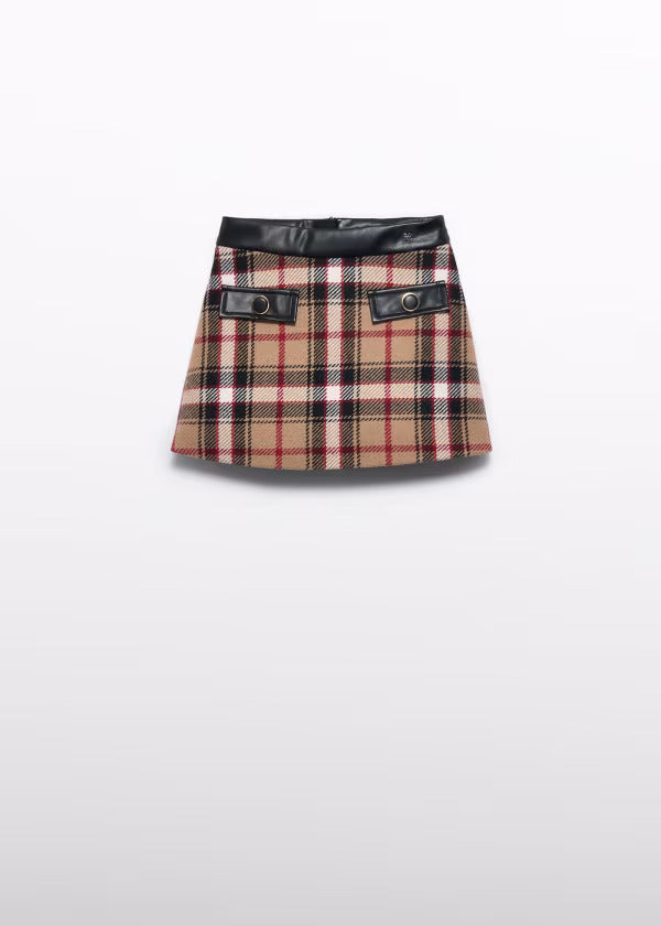 Abel & Lula Girls Plaid Skirt  5518-1  Camel **