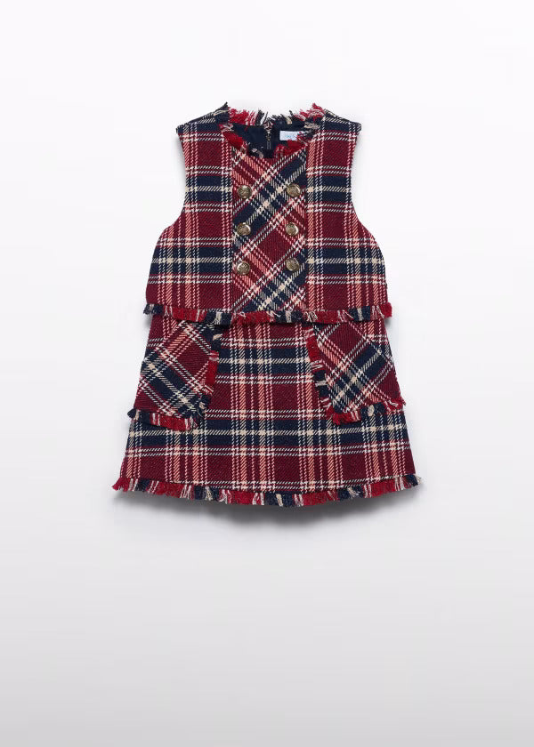 Abel & Lula Girls Plaid Pinafore  5542-3  Marino **