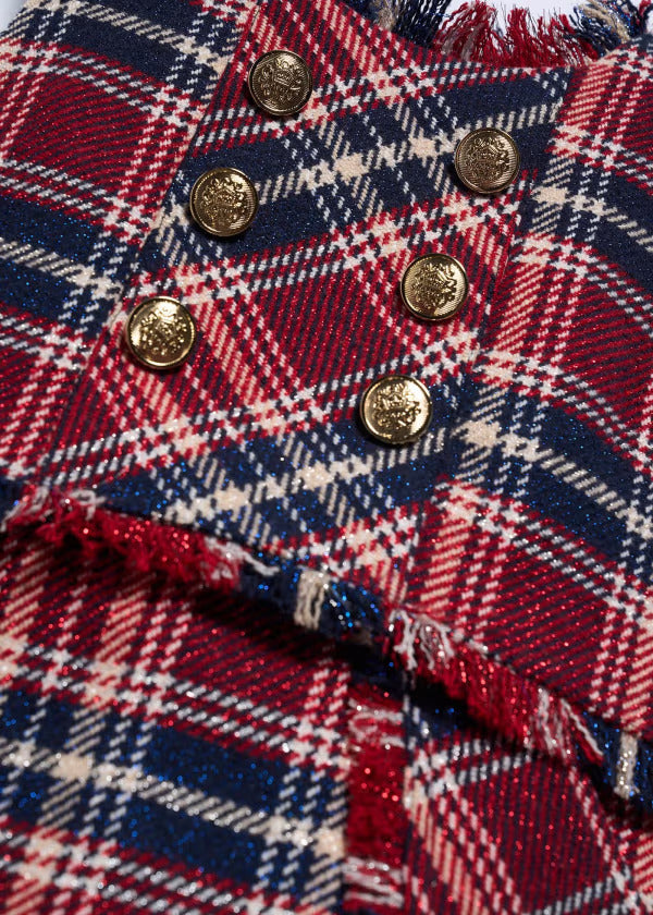 Abel & Lula Girls Plaid Pinafore  5542-3  Marino **