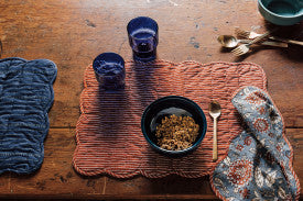 Danica Dahlia Block Print Kantha Placemat HPM2269D