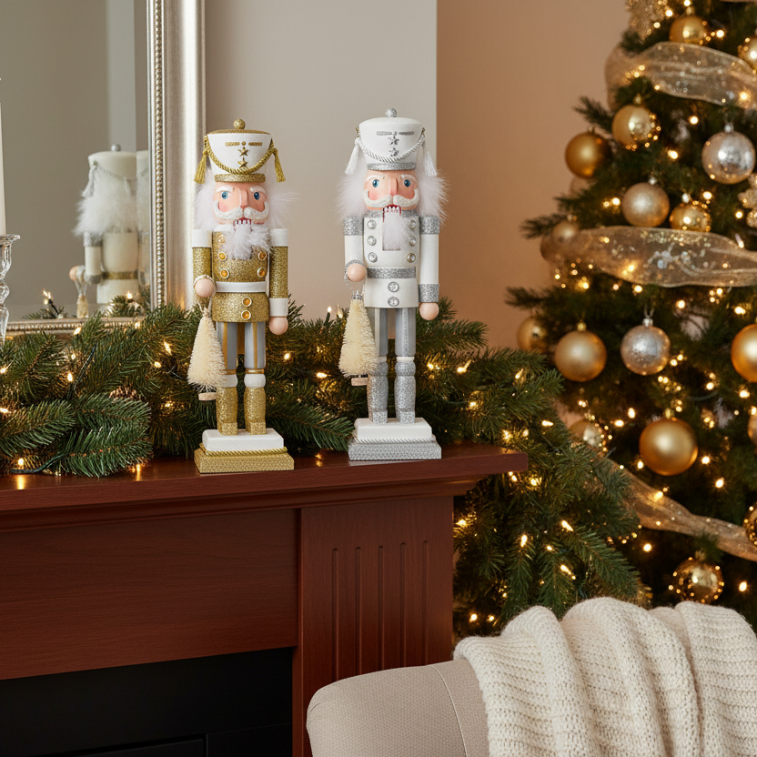 Kurt Adler White, Gold or Silver Nutcracker  HA0749