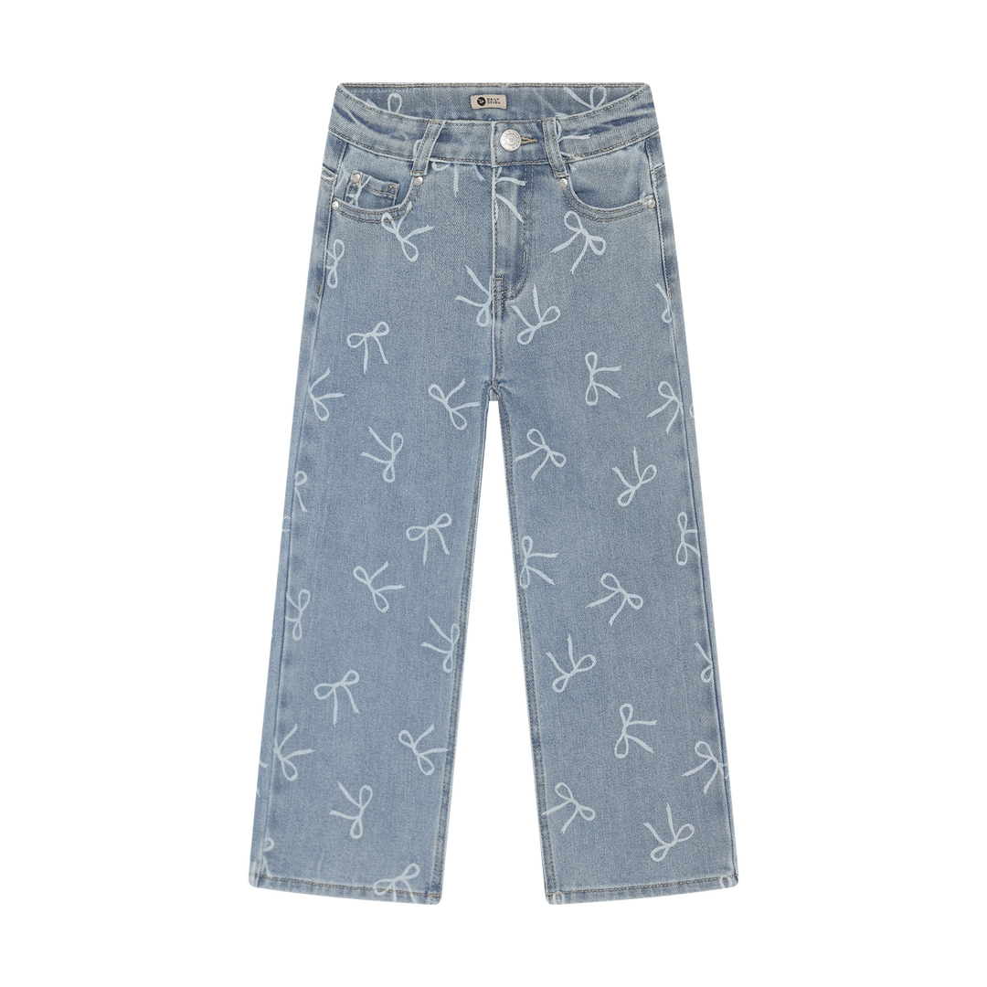 Daily 7 Girls Wide Fit Denim Pant With Bow Detail   930490-7460