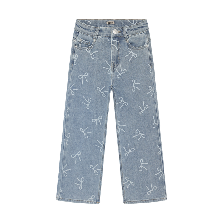 Daily 7 Girls Wide Fit Denim Pant With Bow Detail   930490-7460