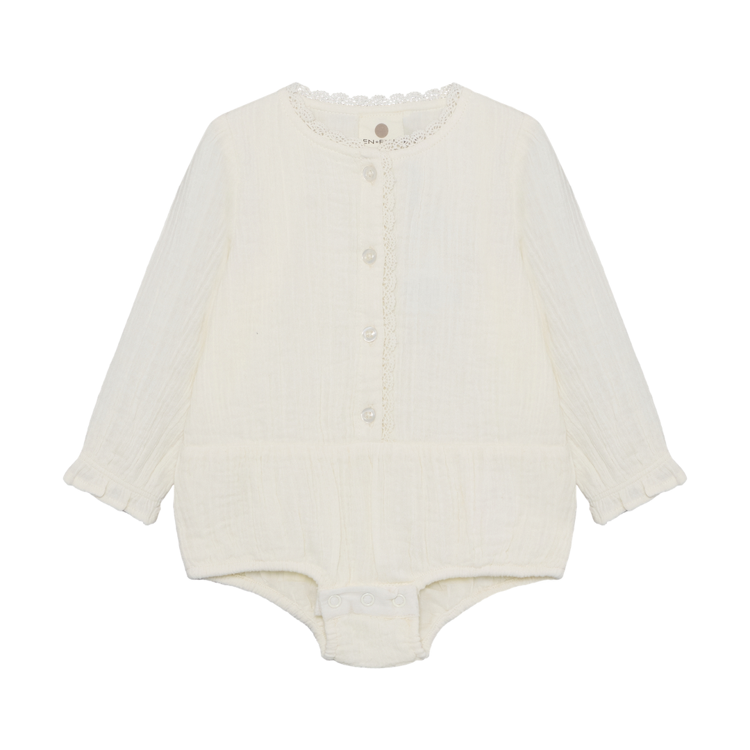 Enfant Baby Girl Lace Trimmed Romper   210430-1730