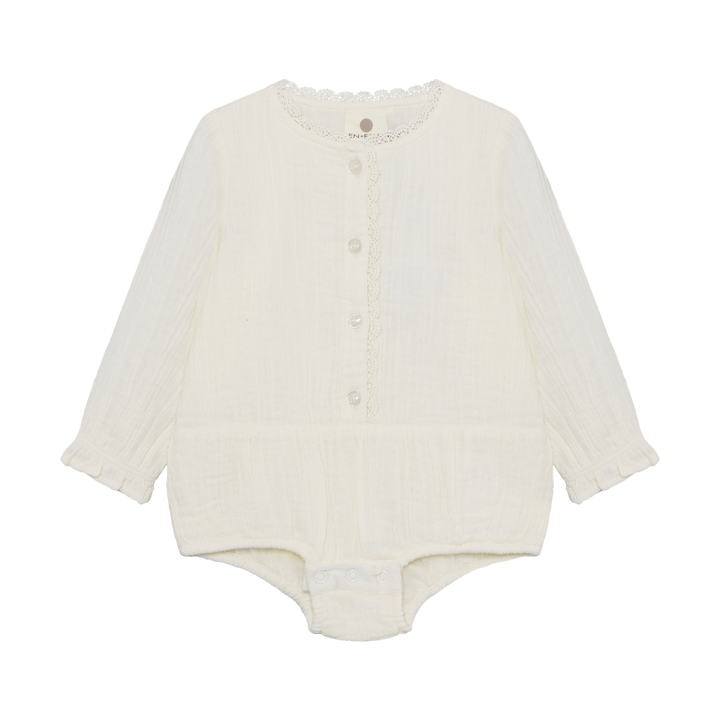 Enfant Baby Girl Lace Trimmed Romper   210430-1730