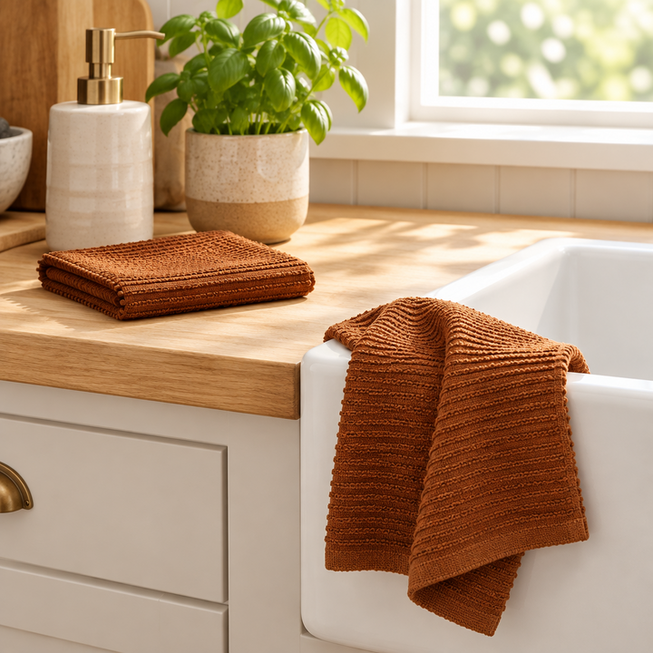 Danica Ripple Dish Cloth Set/2 Chestnut