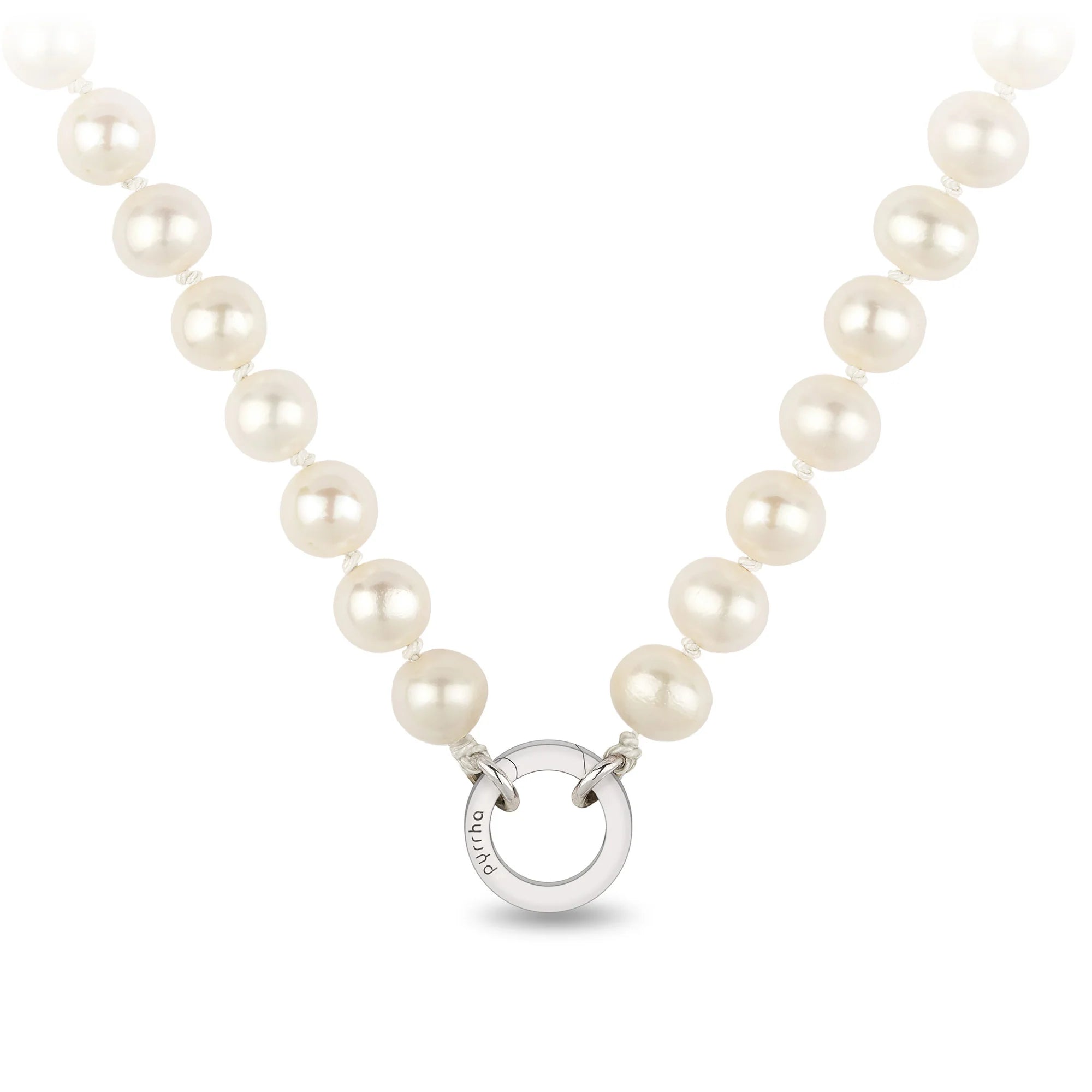 Pyrrha Knotted Freshwater Pearl Necklace With Talisman Clip  N28-101-TC-18  Ivory