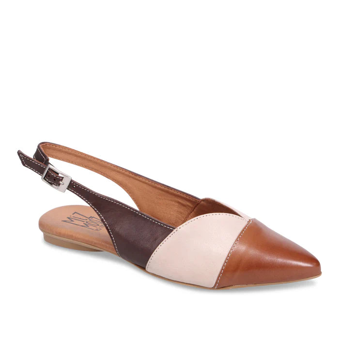 Miz Mooz Jayden Slingback Flat  - Brandy, Cream, Brown