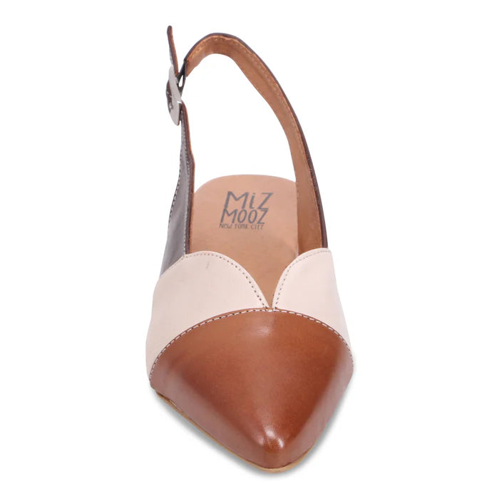 Miz Mooz Jayden Slingback Flat  - Brandy, Cream, Brown