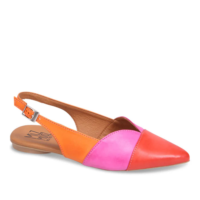 Miz Mooz Jayden Slingback Flat  -  Scarlet, Fuchsia and Orange