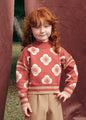 Abel & Lula Girls Patterned Mockneck Sweater   5832-9   Paprika