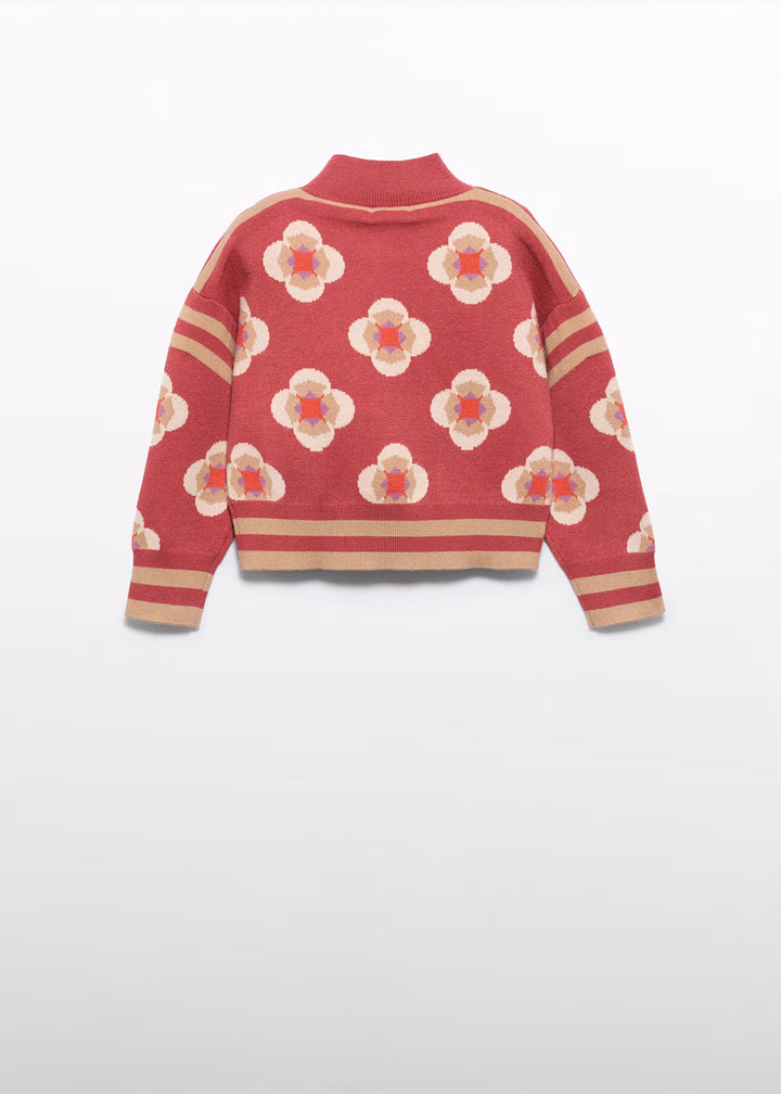 Abel & Lula Girls Patterned Mockneck Sweater   5832-9   Paprika